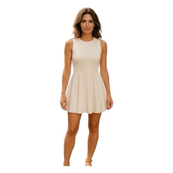 Tobi Pleated Fit & Flare Mini Dress Ivory Cream Halter Sleeveless Sz S - Picture 1 of 8